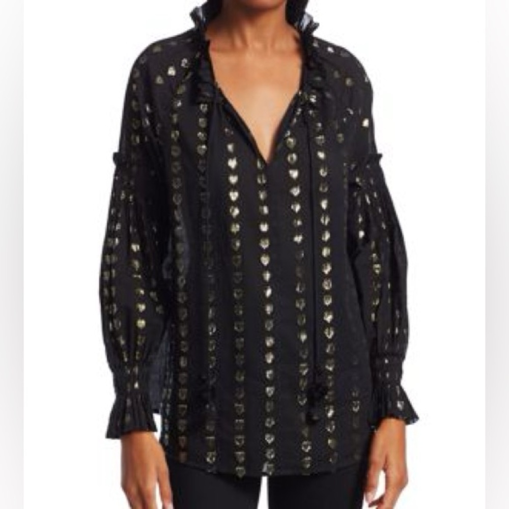 Sea New York Laura Metallic Fil Coupe Blouse - Size Medium